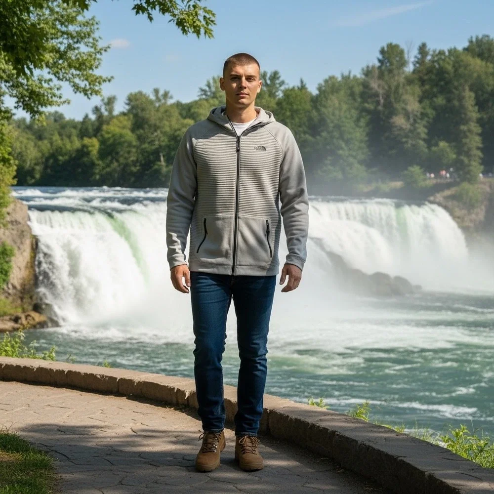 The North Face Mens Gray Ribbed Full Zip‎ Hooded Fleece Jacket Size M NF0A3Y9D